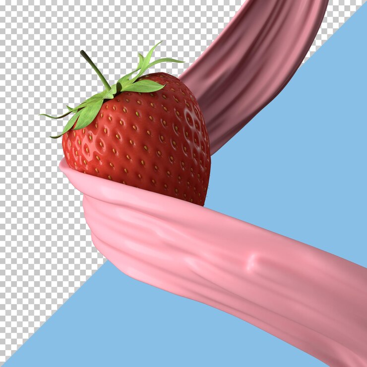 Líquido de paquete aislado de salpicaduras de leche de fresa o salpicaduras de yogur Incluye trazado de recorte Ilustración 3d