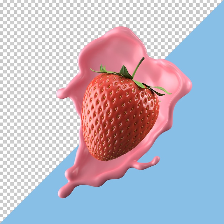 Líquido de paquete aislado de salpicaduras de leche de fresa o salpicaduras de yogur Incluye trazado de recorte Ilustración 3d