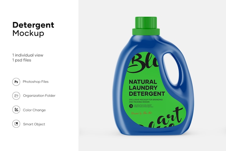 PSD liquido per bucato detersivo pulizia mockup design isolato