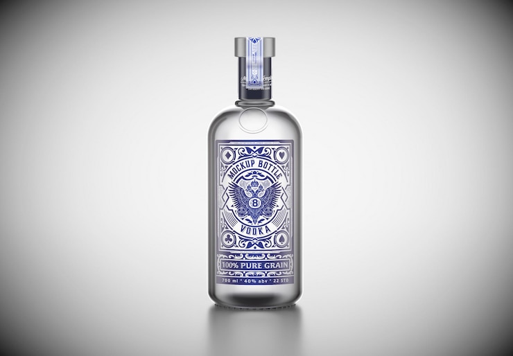 PSD liquor transparent bottle mockup 