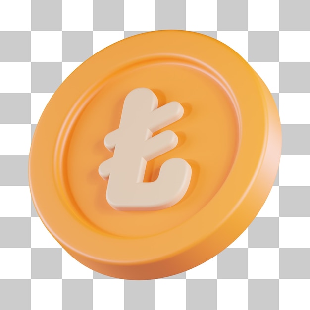 Lira moneda moneda icono 3d