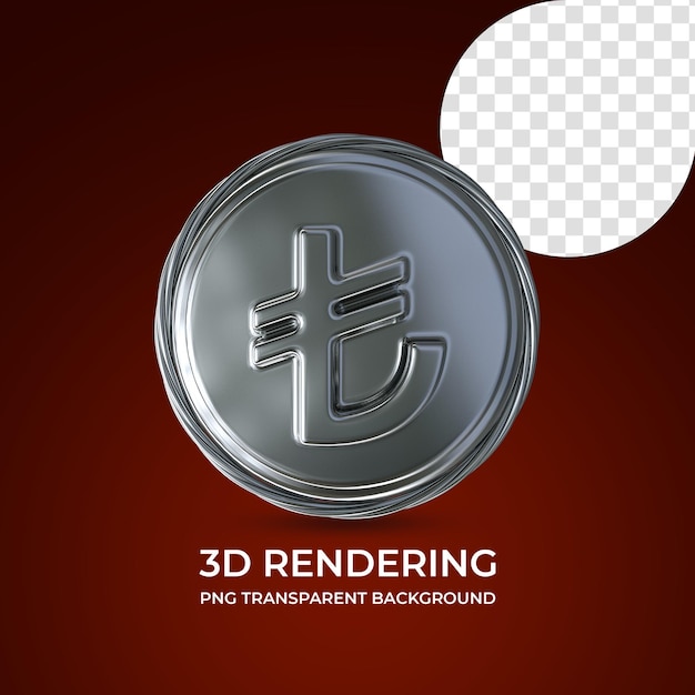 Lira moneda símbolo 3d renderizado aislado fondo transparente