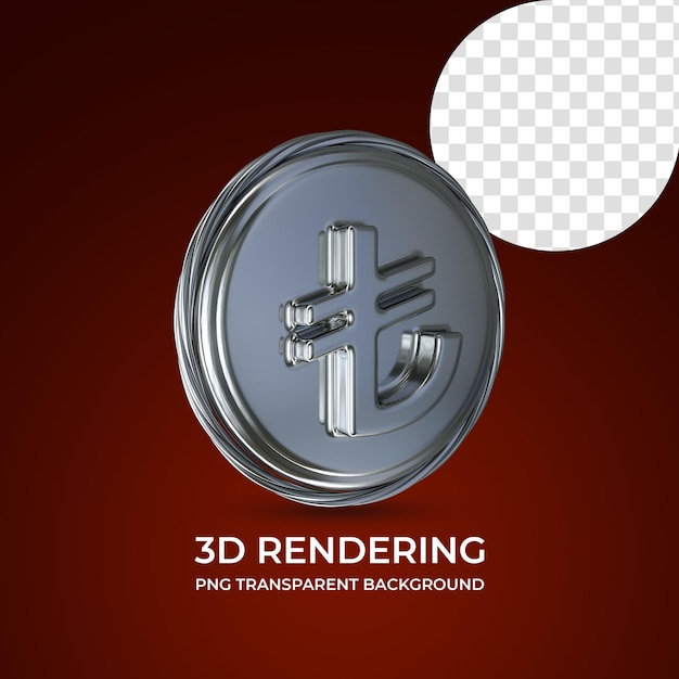 Lira moneda símbolo 3d renderizado aislado fondo transparente