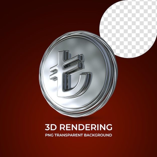 Lira moneda símbolo 3d renderizado aislado fondo transparente