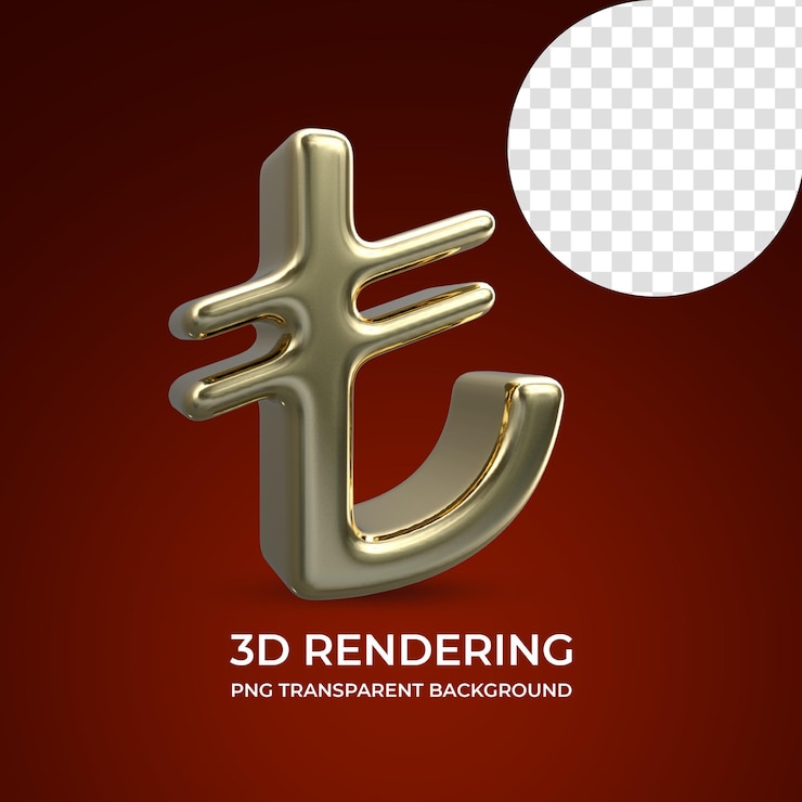 PSD lira moneda símbolo 3d renderizado aislado fondo transparente