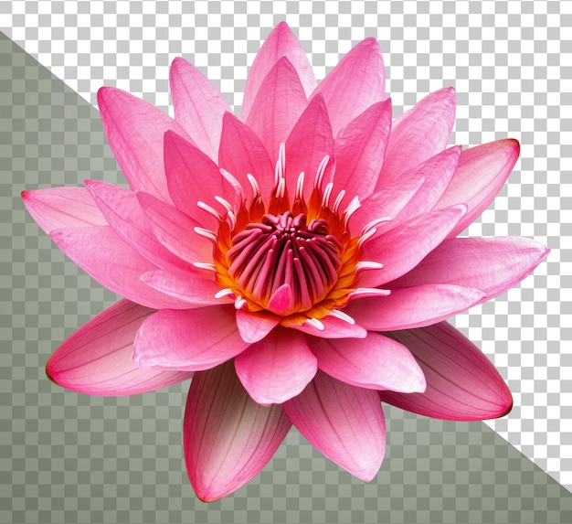 El lirio de agua rosado en flor en la superficie serena del estanque cortado de stock png