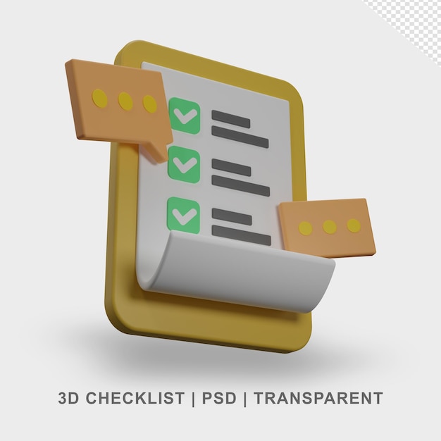 Lista de comprobación Datos 3d Transparentes sin fondo