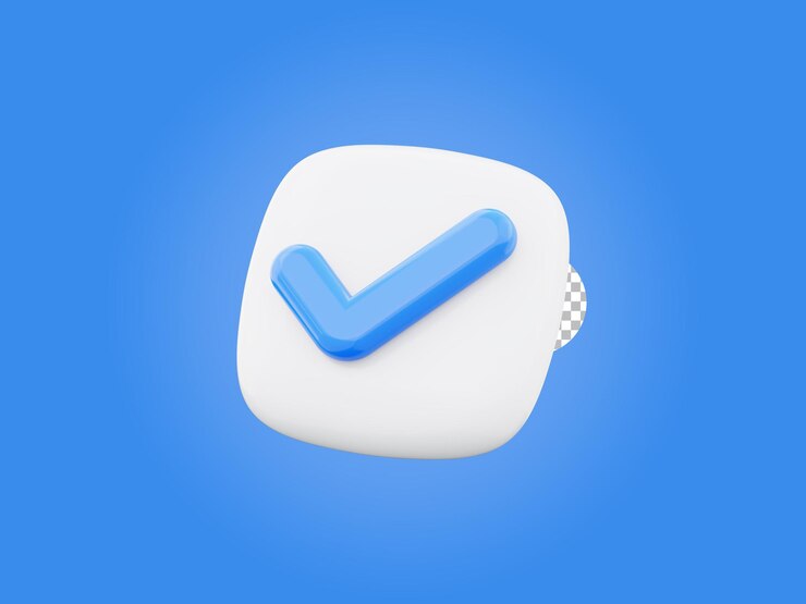 PSD lista de verificação marca de verificação botão de ícone forma de esquilo ilustração de renderização 3d