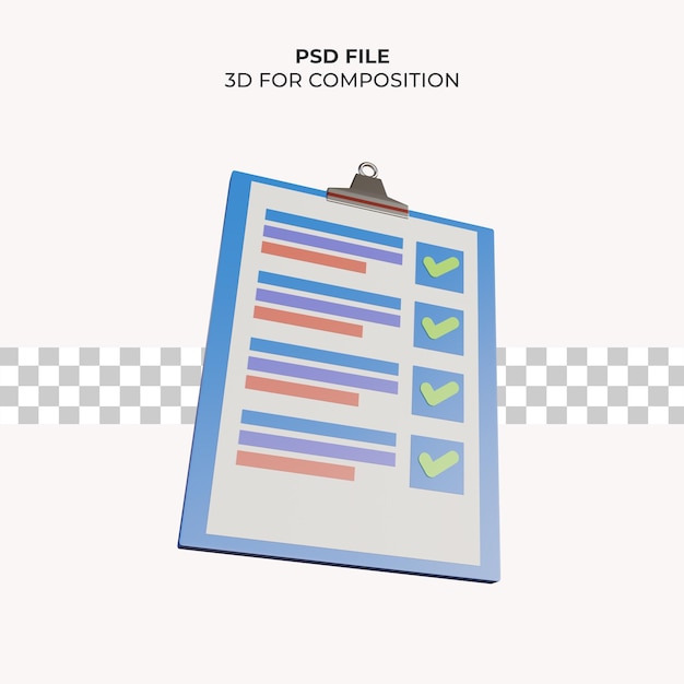 Lista di controllo per il controllo dell'illustrazione 3d Psd Premium