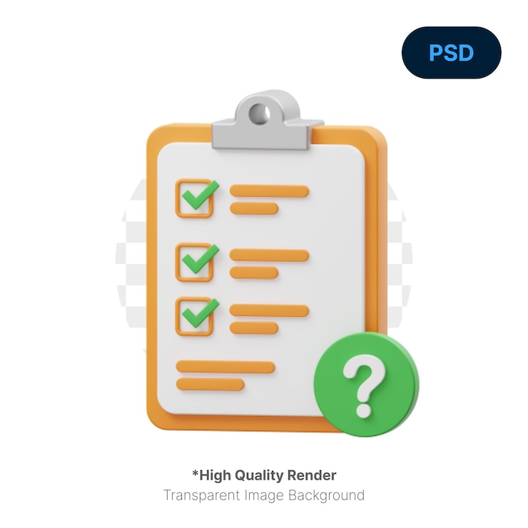 PSD lista pregunta icono 3d premium psd