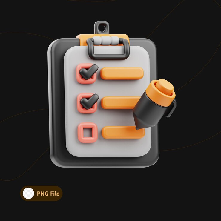 PSD lista de tareas pendientes ilustración 3d