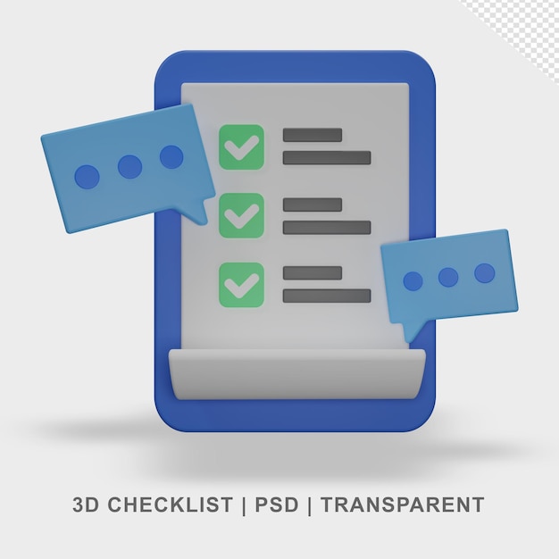 Liste de vérification des données 3d Transparente sans arrière-plan