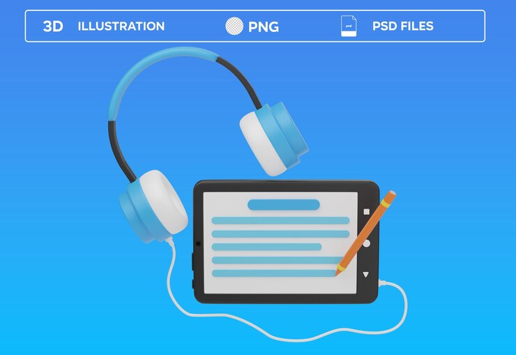PSD listening practice 3d illustration