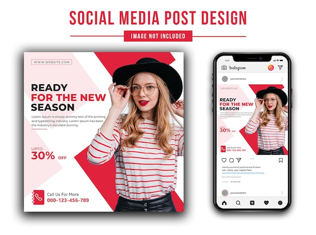 Listo para la oferta de venta de moda de nueva temporada Plantilla de publicación de redes sociales PSD