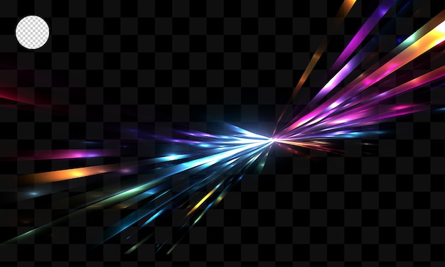 Listras de luz coloridas em um fundo transparente.