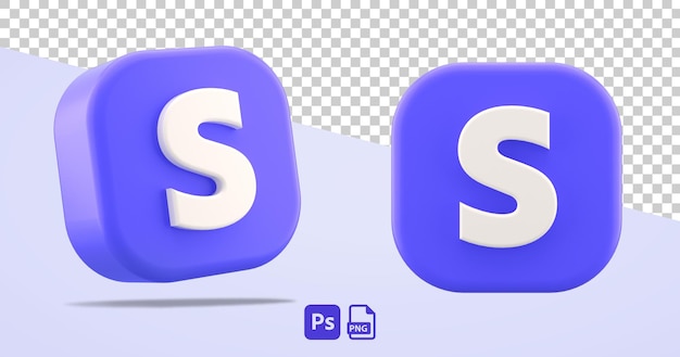 Listre o ícone do aplicativo de logotipo isolado no símbolo de corte de fundo transparente na renderização em 3D