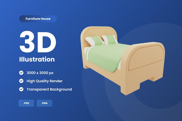 PSD lit d'illustration 3d