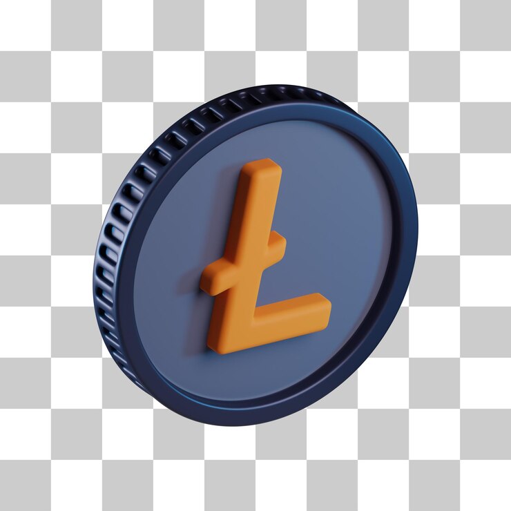 PSD lite-kryptowährungsmünze 3d-symbol