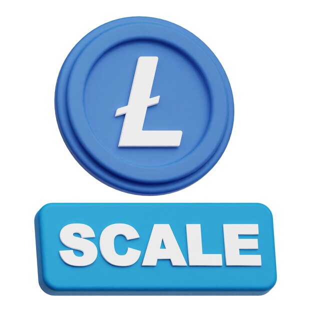 Litecoin 3D-Symbol auf weißem Hintergrund isoliert
