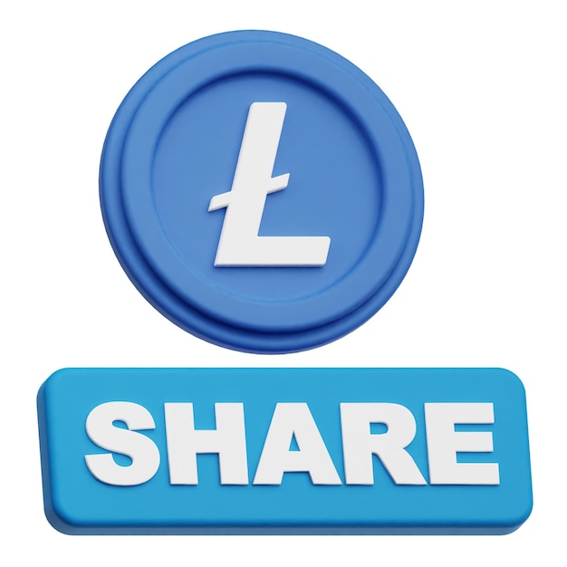 Litecoin 3D-Symbol auf weißem Hintergrund isoliert
