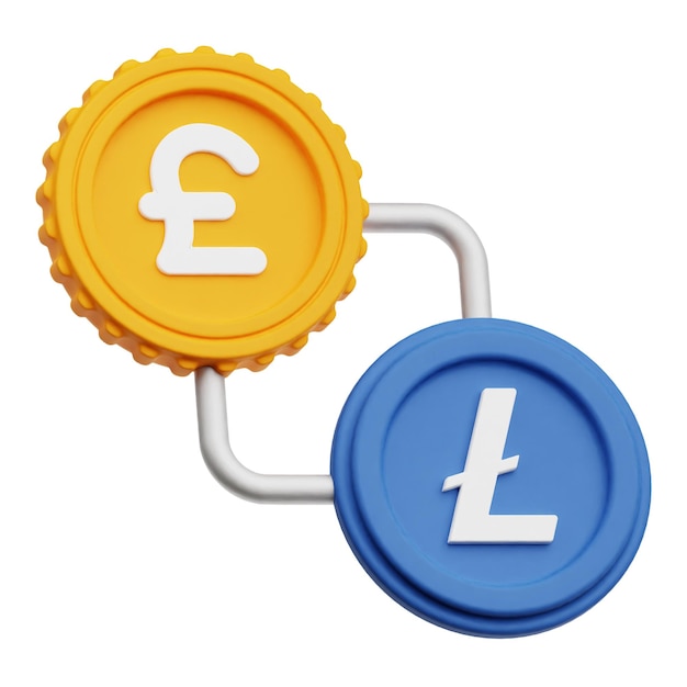 Litecoin 3D-Symbol isoliert auf weißem Hintergrund