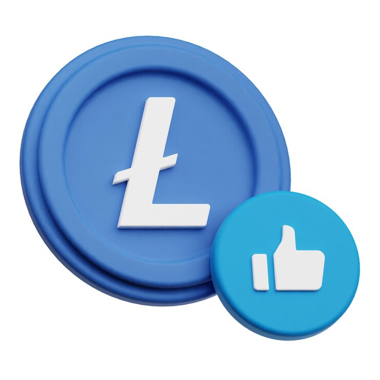 PSD litecoin crypto 3d icon isolated on the white background