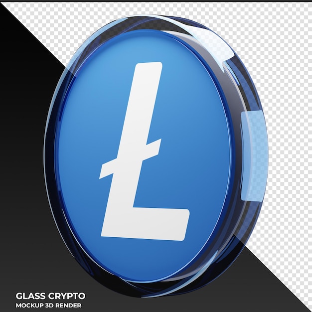 PSD litecoin ltc glas-kryptomünze 3d-illustration