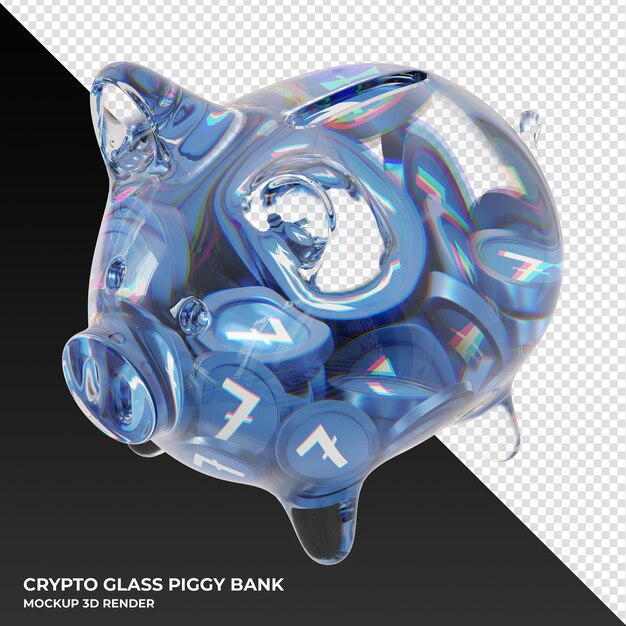 Litecoin LTC Glass alcancía con crypto monedas ilustración 3d