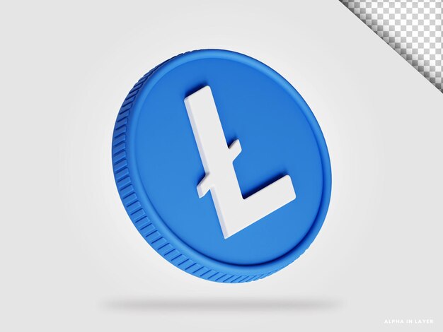 Litecoin ltc Kryptowährungsmünze 3D-Rendering isoliert