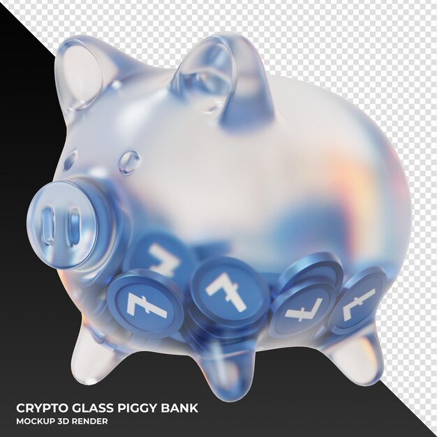 Litecoin LTC-Münze in Milchglas Sparschwein 3D-Rendering