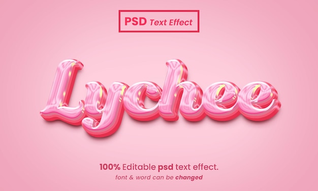 Litschi 3d bearbeitbarer psd-litschi-texteffekt