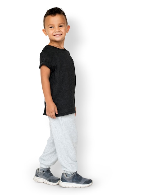 Little Boy Gesture Face Smile Expression Retrato de estudio