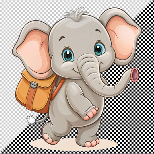 PSD little elephant with bag pack