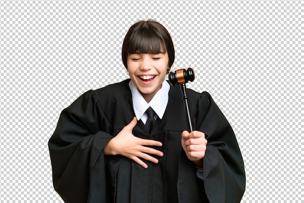Little girl playing as a Judge over isolated background smiling a lot