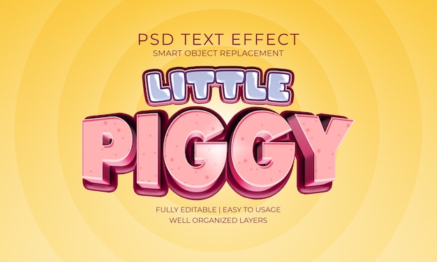 PSD little piggy text effect