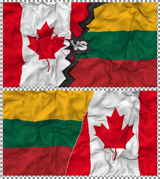 Lituania contra Canadá Media bandera combinada con textura 3D de la tela