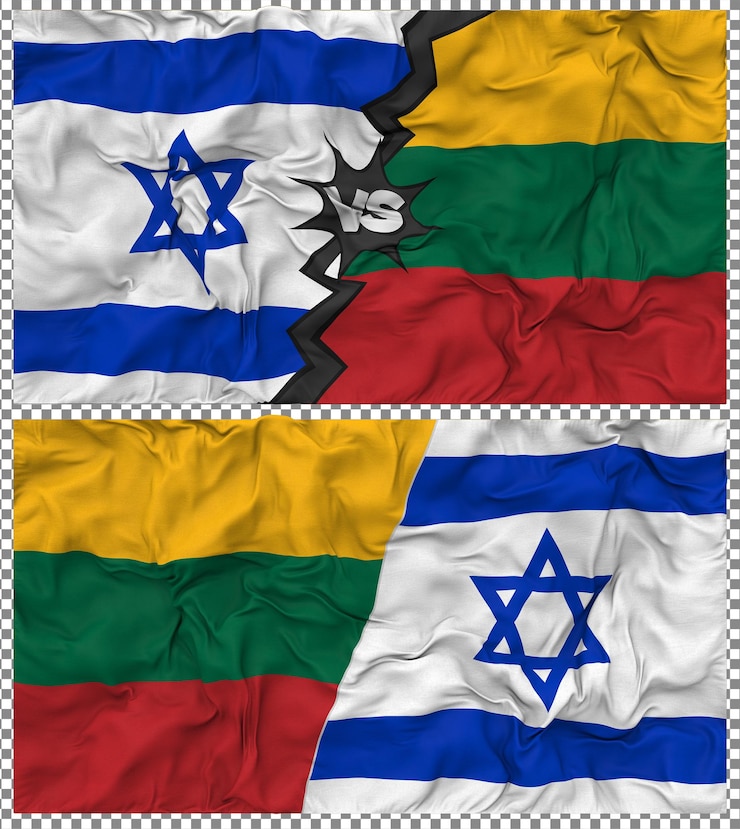PSD lituania contra israel media bandera combinada con textura en 3d