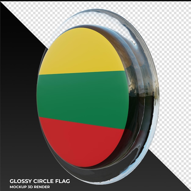 Lituânia0002 bandeira de círculo brilhante texturizado 3d realista
