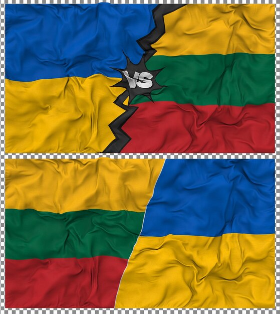 Lituanie contre l'Ukraine Half Combined Flag Cloth Bump Texture Rendering 3D