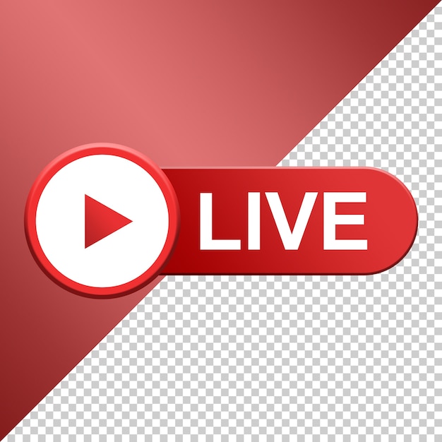 Live-Button, Social Media Live-Streaming 3d