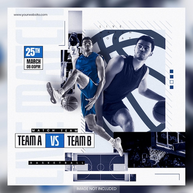 PSD live-match-basketball-flyer-social-media-post-vorlage