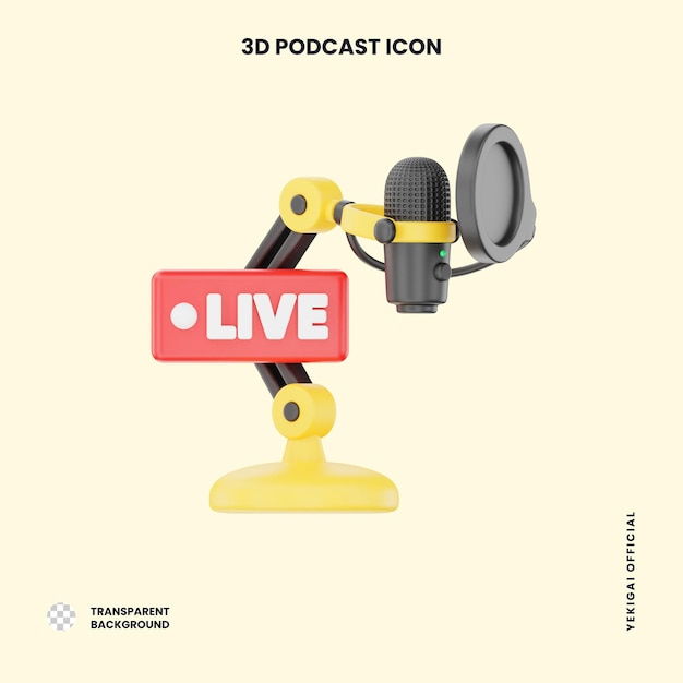 Live-Podcast 3D-Podcast-Illustration für die uiux-Web-App-Infografik usw.