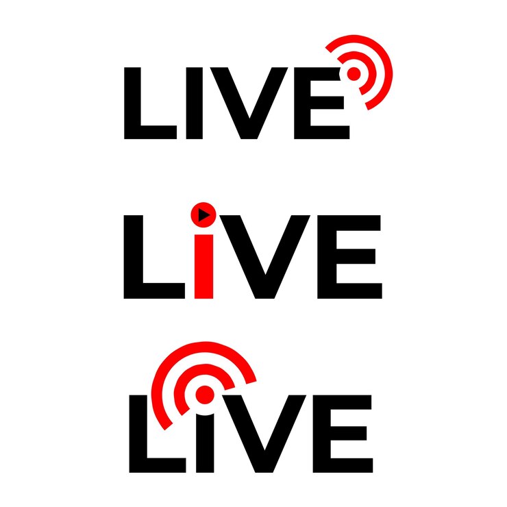 PSD live stream set icon design template