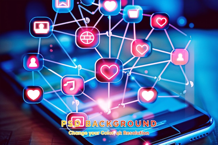 PSD live stream social media web network concept