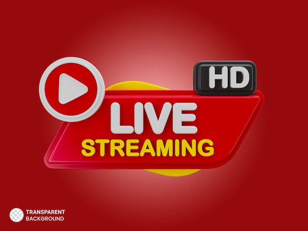 PSD live-streaming 3d-abzeichen isoliertes symbol