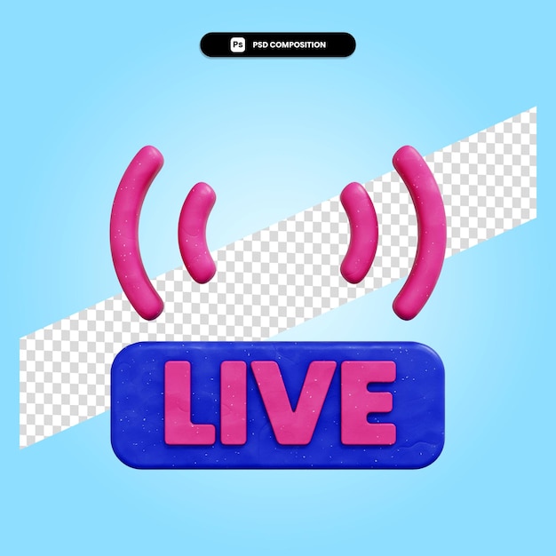 Live-Streaming 3D-Render-Illustration isoliert
