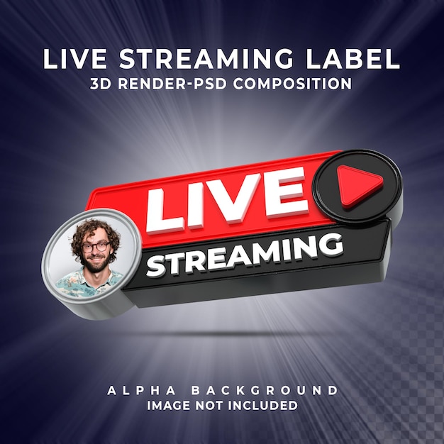 PSD live-streaming-banner 3d-render-symbol-abzeichen