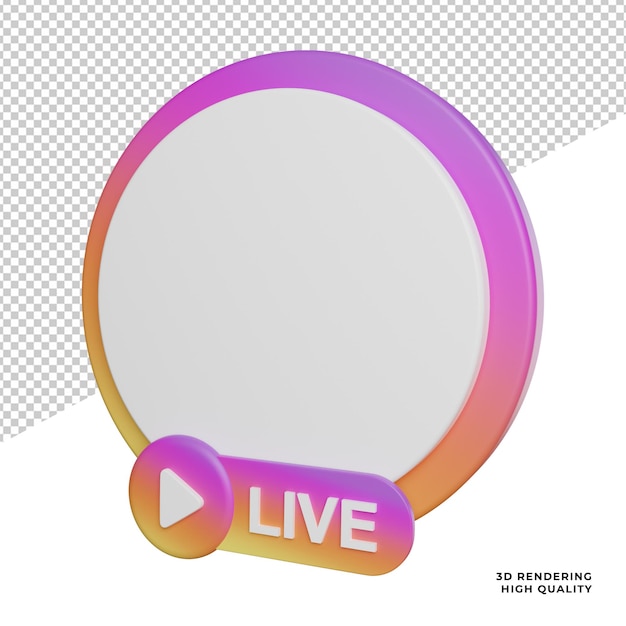 PSD live streaming social media icono de vista lateral 3d ilustración de representación sobre fondo transparente