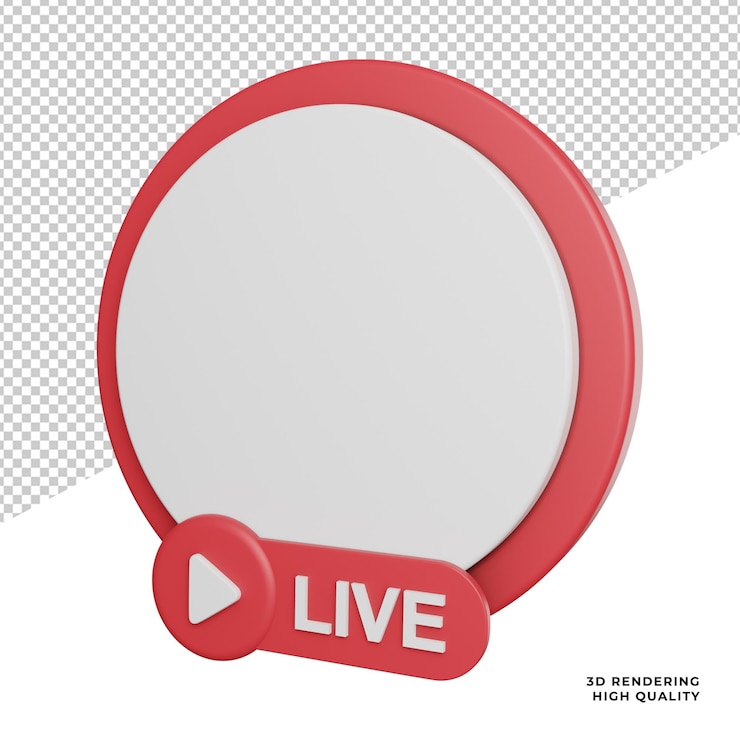 PSD live streaming social media icono de vista lateral 3d ilustración de representación sobre fondo transparente