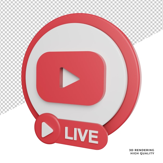 Live-streaming social media seitenansicht symbol 3d-rendering-illustration auf transparentem hintergrund